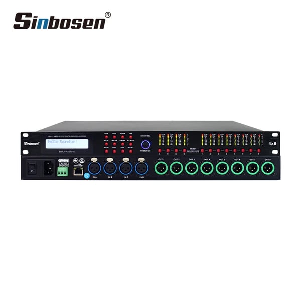 Ljudprocessor, 4 ingångar, 8 utgångar,svart