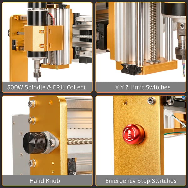 CNC Router Maskine, 500W Spindle, 3 Akse Kapacitet,Maskinsæt