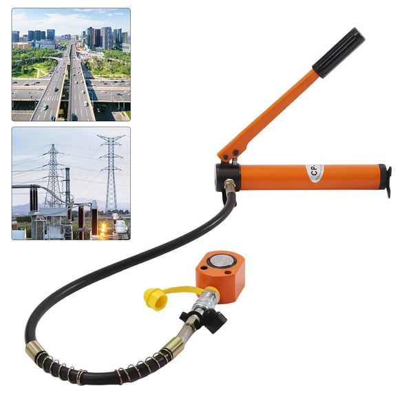 Hydraulisk Ram Cylindrisk Jack, 10 Ton Kapacitet, Ergonomisk Håndtag,Appelsin