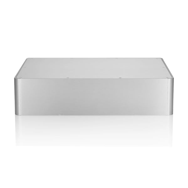 Forstærkerchassis, aluminiumlegering, 380x320x90 mm, vægt 3,8 kg, effektiv varmeafledning, tilpasseligt design