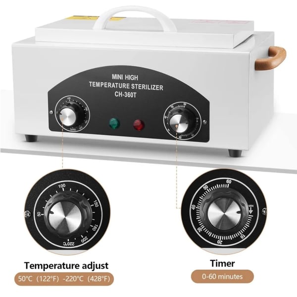 Højtemperatursterilisator, justerbar temperaturkontrol, alsidig til metalværktøjer, 1,5L kapacitet,Hvid