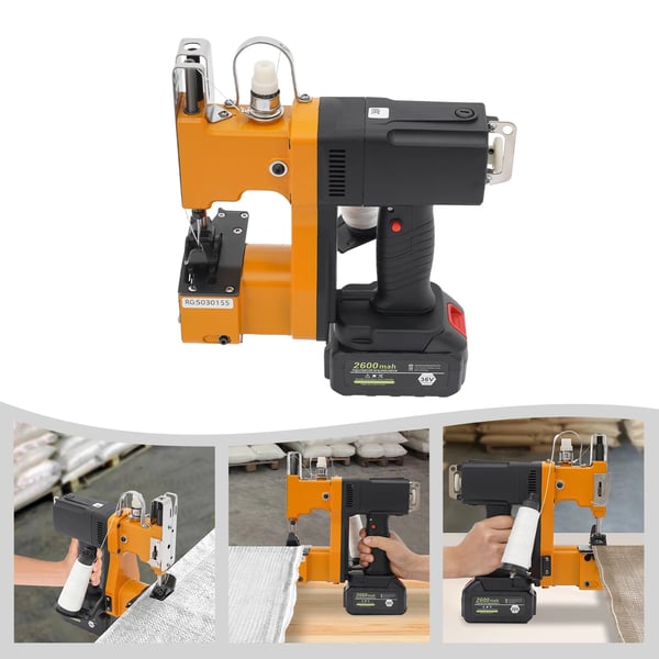 Bag Closing Machine, Justerbar Stinglængde, 2600 Sting/min, Batteridrevet,Gul, M