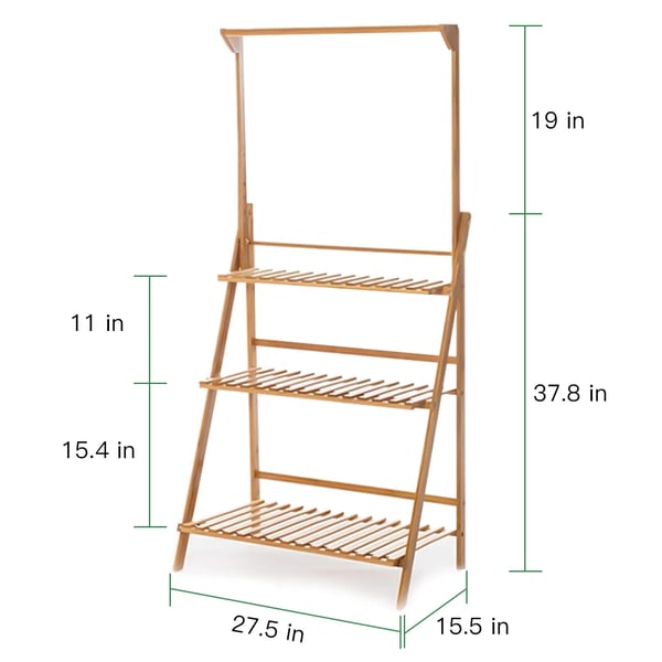 Kasviteline, 3-tasoinen bambunäyttö, monikäyttöinen sisä- ja ulkokäyttöön,Luonnollinen Puu, XL