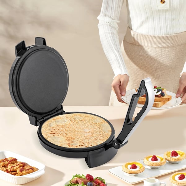 Elektrisk Roti Maker, Non-Stick, Justerbar Temperatur,sort