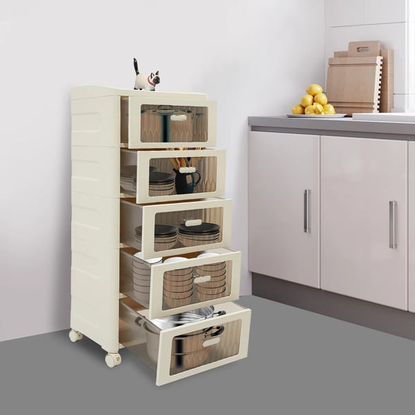 Opbevaringsskab, 5-skuffe design, mobil med hjul,Klar