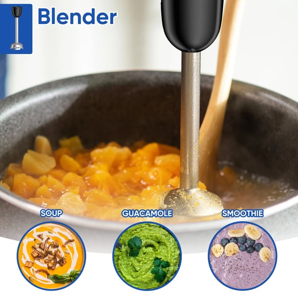Immersion Håndblender, Rustfrit Stål Blade, Flere Hastigheder,HB-3316  3 i 1, 3 i 1