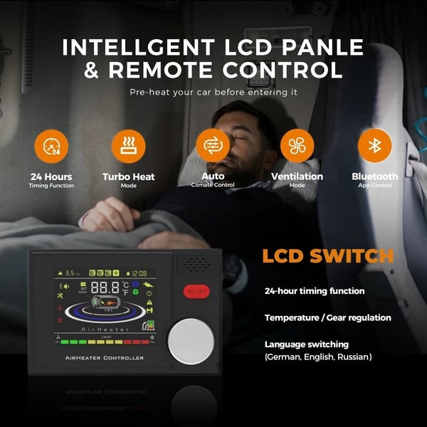 Dieselvarmer, 8KW Effekt, Bluetooth Kontrol,8KW