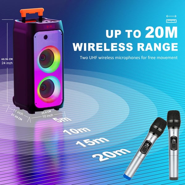 Karaokelaite, langattomat mikrofonit, päivitetty subwoofer,T8