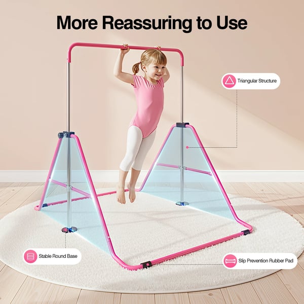 Gymnastikstang, Foldbart Design, Understøtter Børn Op Til 220 lbs,Pink