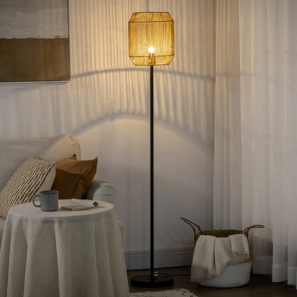 Gulvlampe, Metalramme og Papirreb, Ø26 x 164 cm, Accepterer Halogen- og LED-pærer, AC Strømkilde, Samling Påkrævet
