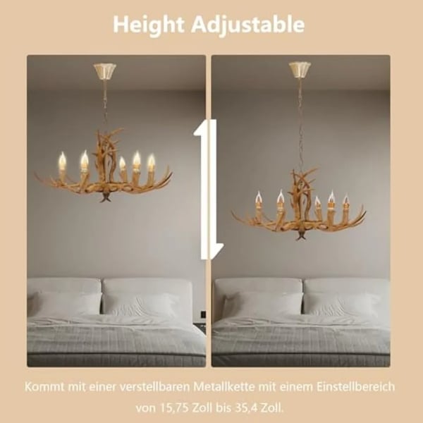 Kronleuchter, Vintage Faux Gevir, Justerbar Højde,MULTI