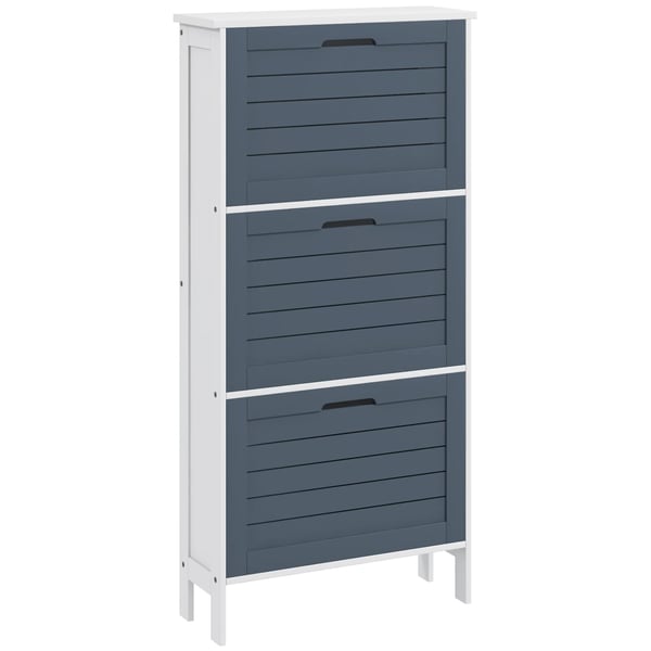Sko Rack, Ingeniørtræ, Holder 6 Par, 3 Opbevaringsskuffer, Grå Finish, 53x18x108,5 cm