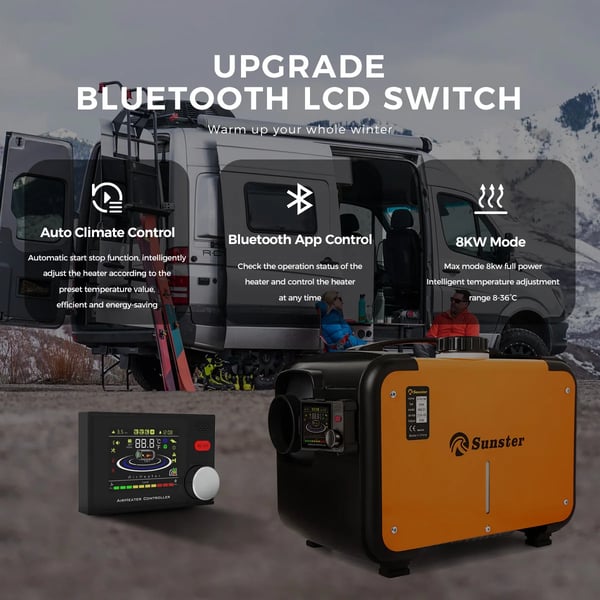 Dieselilma lämmittimen, 8 kW teho, Bluetooth-kaukosäädin,8KW