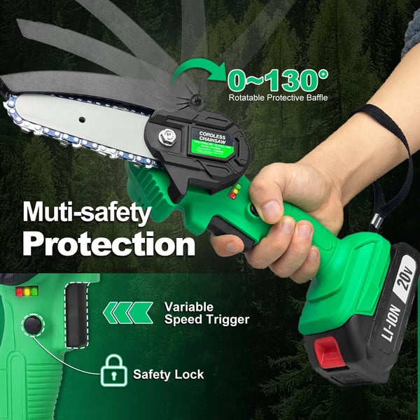 Mini trådlös kedjesåg, bärbar design, batteridriven, effektiv träskärning