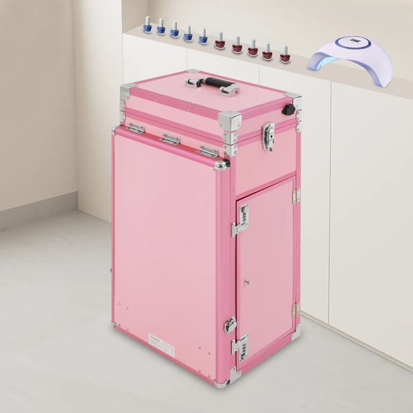 Makeup Trolley Kuffert, Foldbart Design, God Plads,Pink
