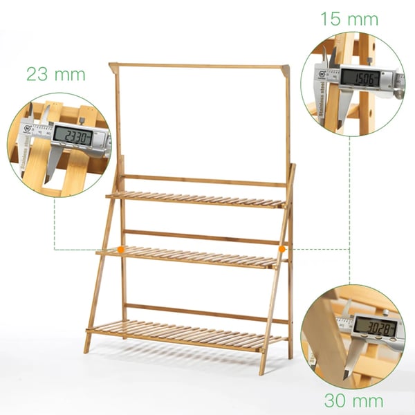 Kasviteline, 3-tasoinen bambunäyttö, monikäyttöinen sisä- ja ulkokäyttöön,Luonnollinen Puu, XL