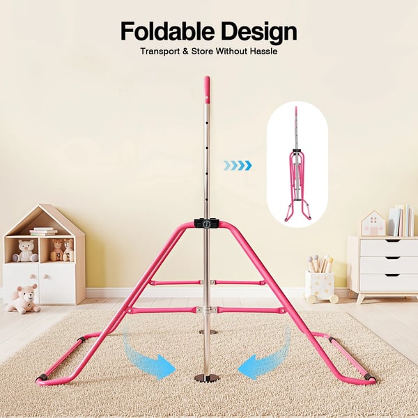 Gymnastikstang, Foldbart Design, Understøtter Børn Op Til 220 lbs,Pink