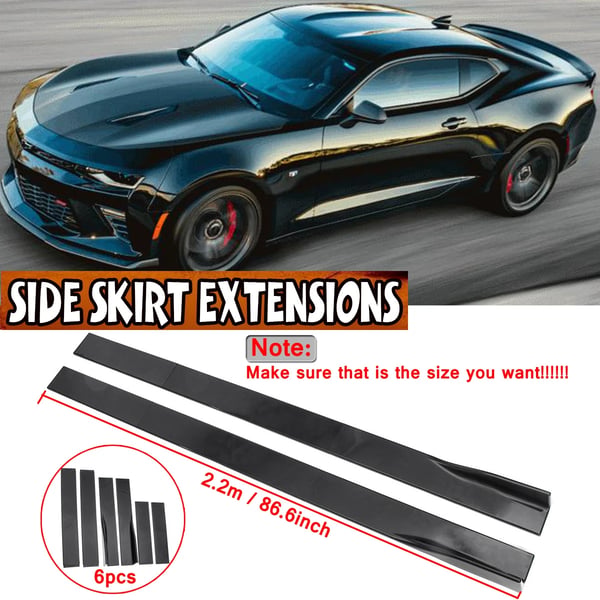 Side Skirt Forlængelser, Universel Pasform, Sporty Udseende,2.2m Sort
