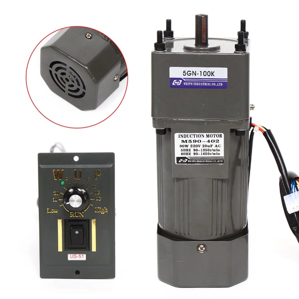 AC Gear Motor, 90W effekt, 220V spænding, 1:100 reduktionsforhold, variabel hastighedskontrol, vendbar funktion