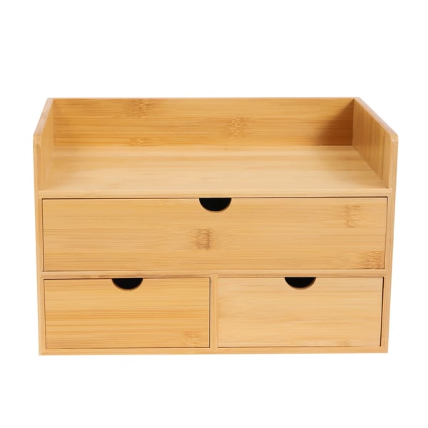 Skrivebordsorganisator, Naturlig Bambus, 30 cm x 19 cm x 20 cm, 3 Skuffer, Malet Finish, 2 kg