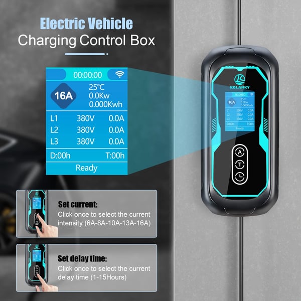 Mobil EV-lader Type 2, 11KW effektudgang, smart app kontrol,Type2 11KW
