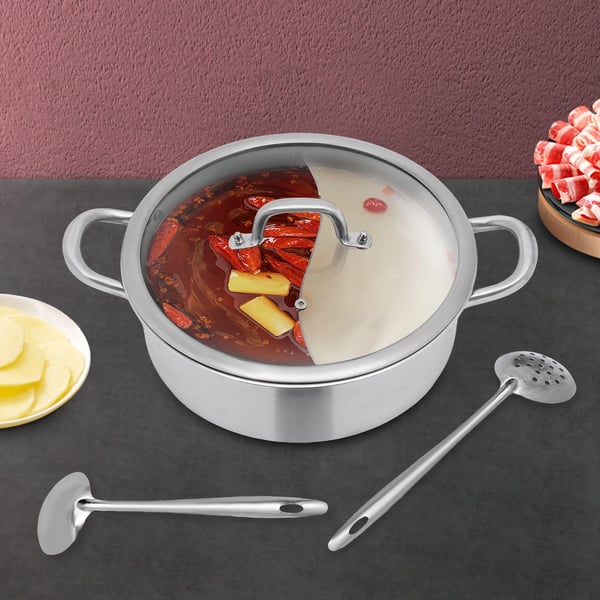 Hot Pot, Stor Kapacitet, Dobbelt-Sidet Madlavning,220V, Sølv
