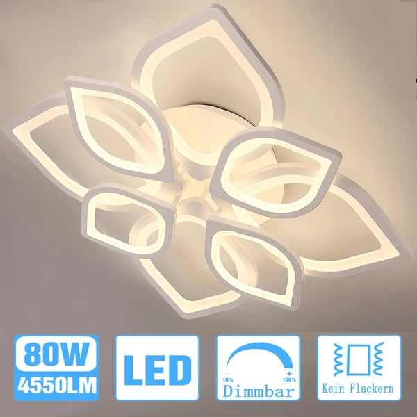 LED Loftlampe, Dæmpbar med Fjernbetjening, Moderne Blomsterdesign,80W, ændrebar