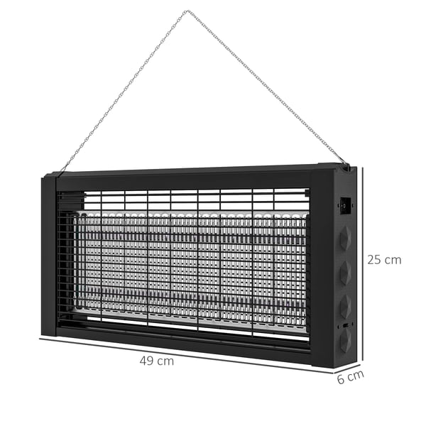 HOMCOM LED Myg-sikker Lampe, 60 m² Dækning, Nem Montering,sort