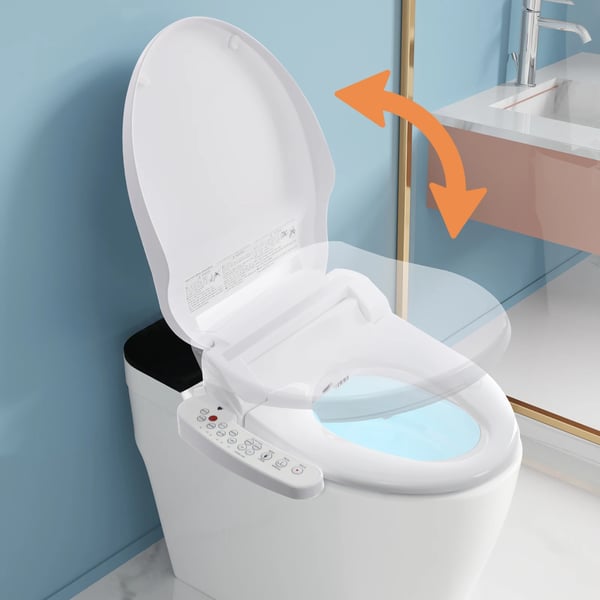 Elektrisk bidet toilet sæde, opvarmet sæde, justerbar vandtemperatur, egnet til V- og U-formede toiletter, AC 220V, vaskeeffekt 1600W