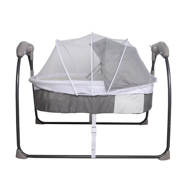 Baby Electric Shaking Bed, 3-hastigheds gynge, fjernbetjening, 10 kg kapacitet,GRÅ