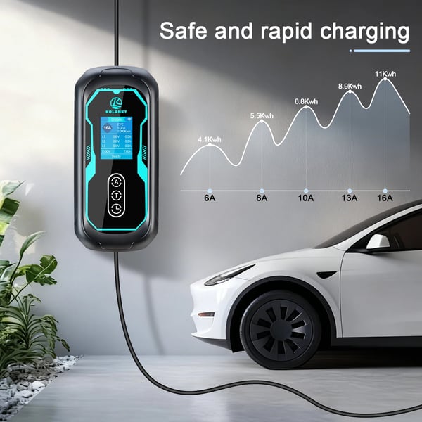 Mobil EV-lader Type 2, 11KW effektudgang, smart app kontrol,Type2 11KW