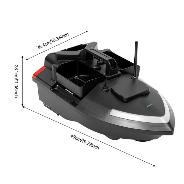 Fiskebåd med agn, GPS-kontrol, 500m rækkevidde,sort