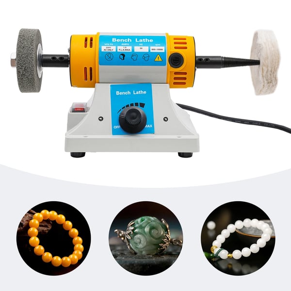 Bænkpolermaskine, højhastigheds 320W motor, justerbar 800-10000 RPM,Gul