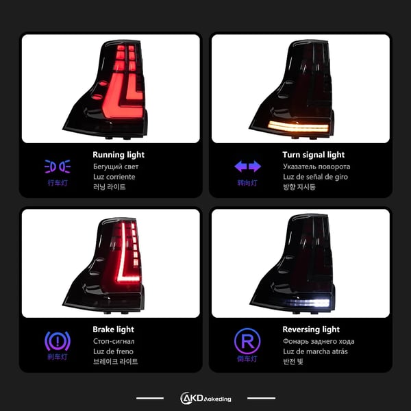 LED Baglygtesamling til Lexus GX460, Dynamisk Blinklys, Overlegen Synlighed,sort