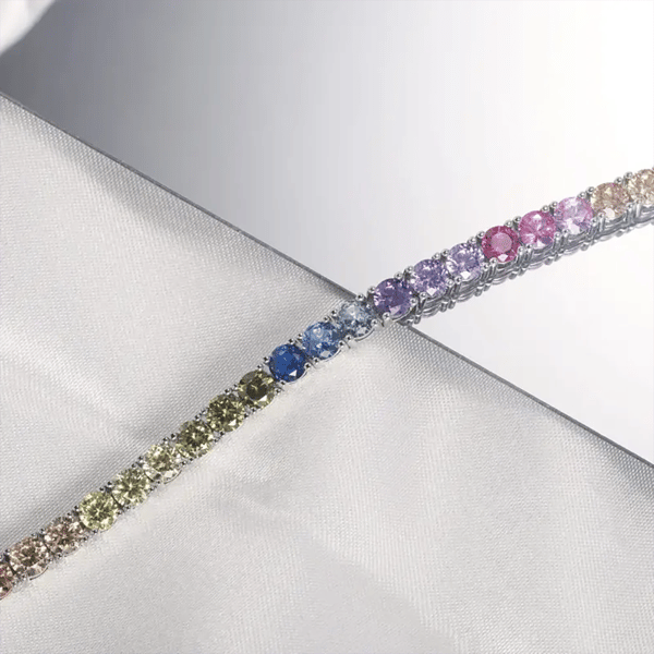925 Sterling Sølv Armbånd, Zirkon, Hypoallergenisk, Klassisk Stil,Farverig, 20cm