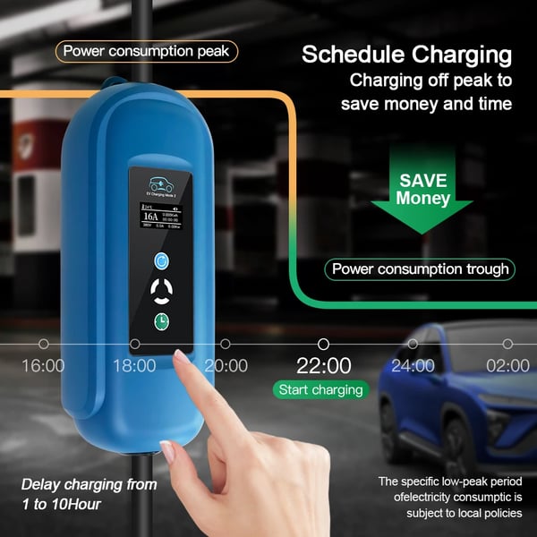 Mobil EV-lader, 11KW effekt, justerbar strøm,Beige, TYPE2
