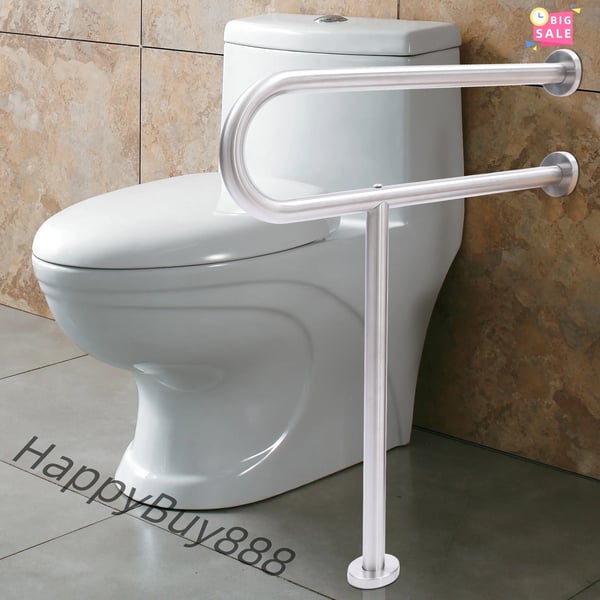 Toilet Sikkerhedsrail, U-formet Design, Stærk Belastningskapacitet,60 X 75cm, Lys Grå