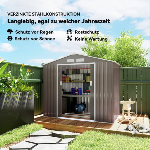 Værktøjsskur, Metal Konstruktion, Vandtæt Design,GRÅ