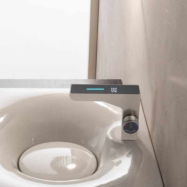 Basinarmatur, Connector, LED Temperaturdisplay, Moderne Design,Grå, G1/2