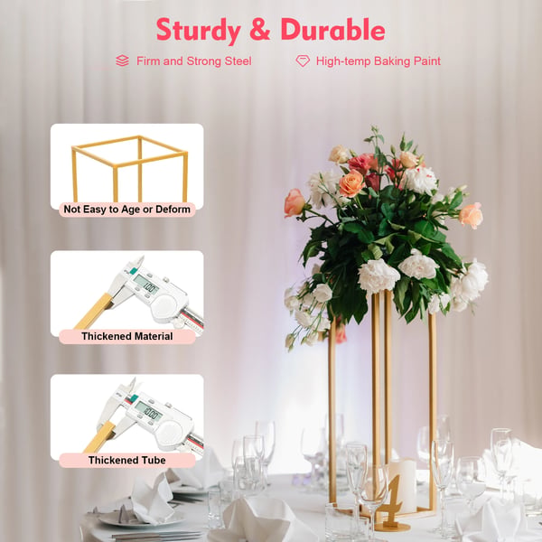 Blomsterstandssæt, Holdbar Metal Konstruktion, Elegant Guld Finish,40 60 80 100cm, Guld