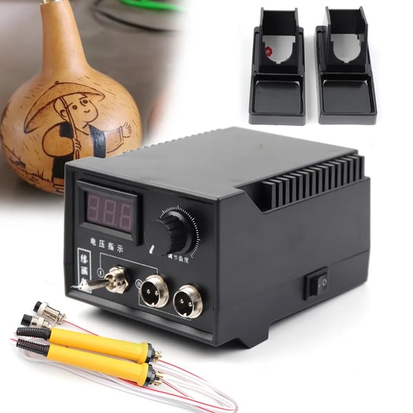 60W Pyrografi Kit, 19 Tips, Digital Temperaturkontroll, Fullständiga Tillbehör