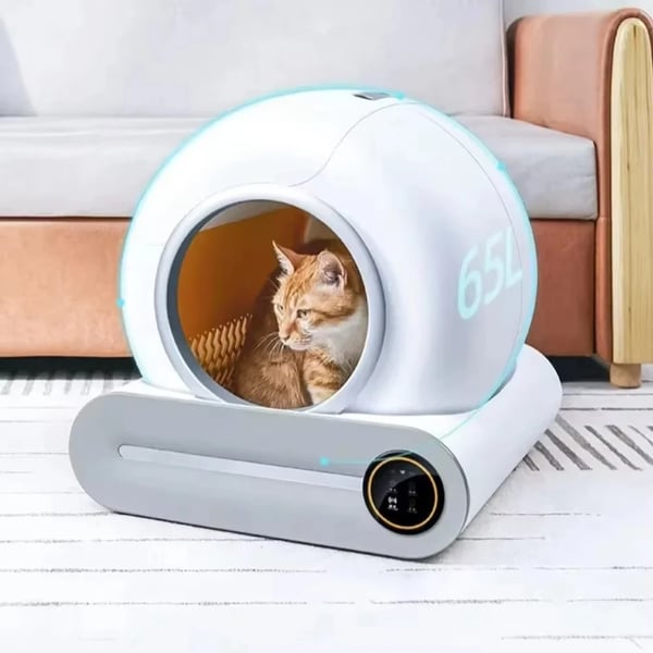 Smart kattebakke, 65L stor kapacitet, automatisk rengøring,hvid, EU
