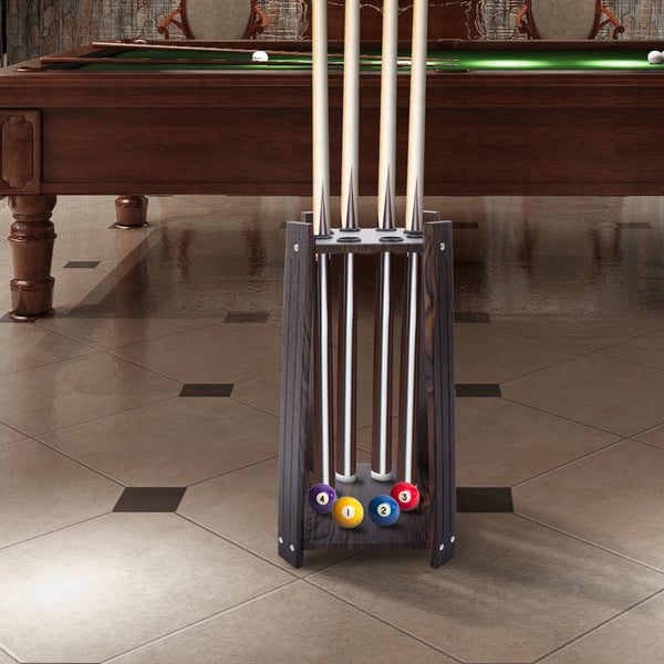 Pool Stick Stativ, 8-Huls Kapacitet, Dimensioner 30 x 30 x 60 cm, Paneltykkelse 15 mm, Plast Ring Diameter 35 mm, Retro Stil