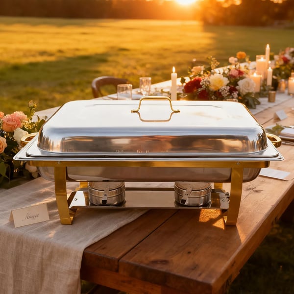 Chafing Dish, Rostfritt Stål, 3 Kompartmentsdesign,som bild