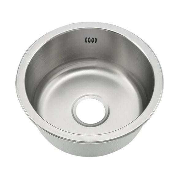 Ruostumattomasta teräksestä valmistettu pyöreä keittiöallas, 0,6 mm paksuus, äänenvaimennus,Hopea