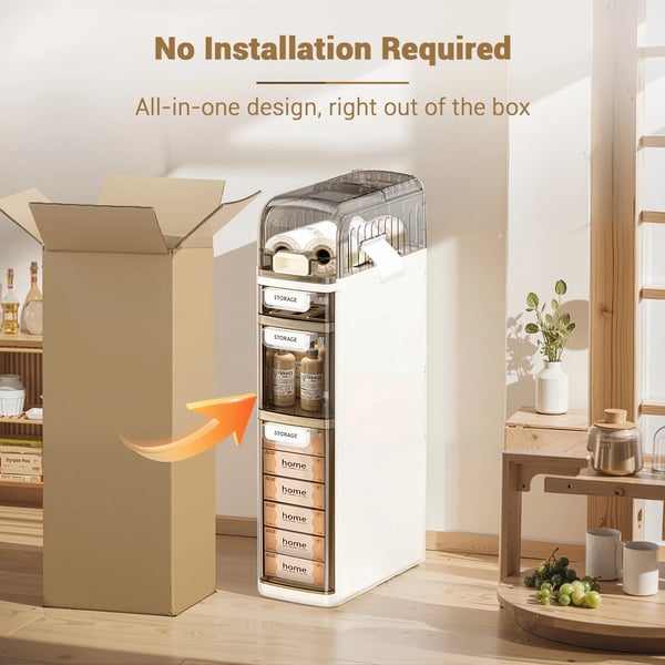 Narrow Storage Cabinet, Plastmateriale, Dimensioner 18 x 41 x 78 cm, 4 Lag, Belastning 10 kg, Vægt 3.8 kg