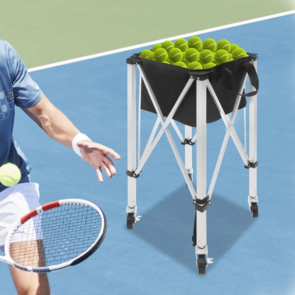Bærbar Tennisvogn, Robust Konstruktion, God Plads,sort
