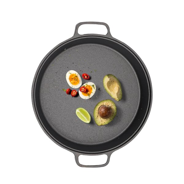 Stegepande, Gussejern, Diameter 25 cm, Dobbelt Håndtag, Kompatibel med Induktionskogeplader, Fremragende Varmebevaring