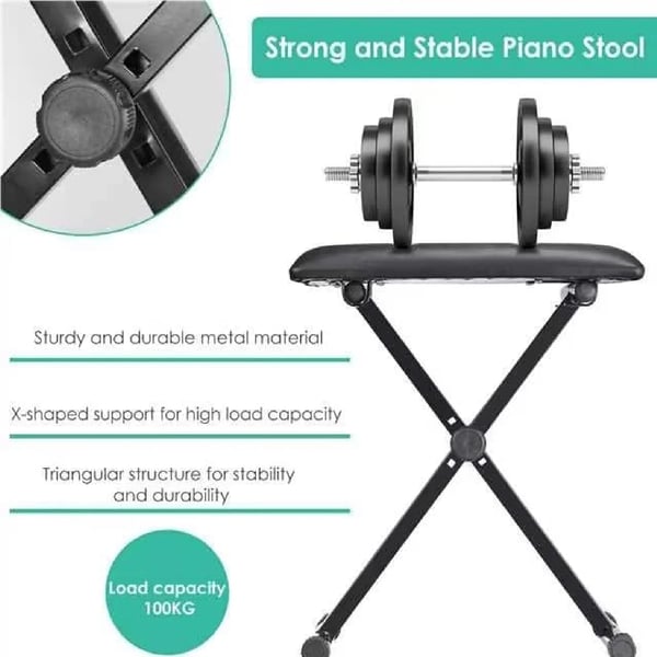 Tastaturstol, Metalramme, Justerbar højde 43-50 cm, Understøtter 100 kg, Pude størrelse 40x30 cm, Letvægts og sammenfoldelig