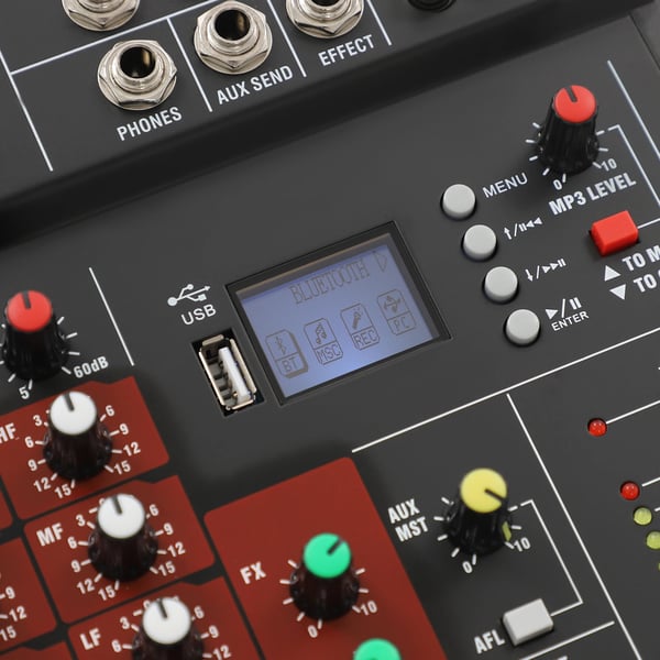 Lydmixer-konsol, 8-kanals indgang, Bluetooth-kompatibilitet,sort
